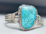 Rare Lone Mountain Turquoise Vintage Native American Navajo Sterling Silver Bracelet-Nativo Arts