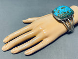 Mega Chunk Of Turquoise Vintage Native American Navajo Sterling Silver Bracelet-Nativo Arts