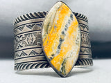 Massive Yellow Jasper Vintage Native American Navajo Sterling Silver Bracelet-Nativo Arts