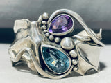 Most Unique Vintage Topaz Amethyst Sterling Silver Bracelet-Nativo Arts