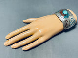 One Of Most Unique Ever Vintage Native American Navajo Turquois Einlay Sterling Silve Rbracelet-Nativo Arts