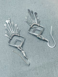 Dangle Chandelier Vintage Navajo Turquoise Sterling Silver Earrings-Nativo Arts