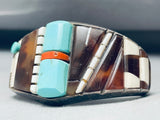 Somebody Famous Vintage Native American Navajo Turquoise Inlay Sterling Silver Bracelet-Nativo Arts