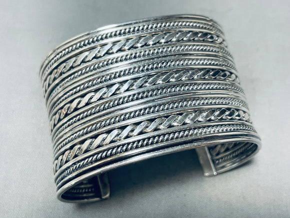 23 Story Tall Vintage Native American Navajo Sterling Silver Bracelet Cuff-Nativo Arts