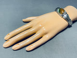 Striking Signed Native American Navajo Royston Turquoise Sterling Silver Leaves Bracelet-Nativo Arts
