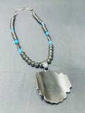 One Of The Finest Native American Navajo Turquoise Sterling Silver Coil Necklace-Nativo Arts