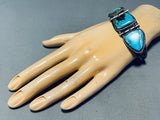 One Of The Best Vintage Native American Navajo Bisbee Turquoise Sterling Silver Bracelet-Nativo Arts