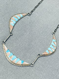 Beautiful Vintage Native American Zuni Blue Gem Turquoise Sterling Silver Necklace Signed-Nativo Arts