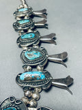 Gasp! Vintage Native American Navajo Bisbee Turquoise Sterling Silver Squash Blossom Necklace-Nativo Arts