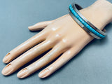 8 Inch Wrist Vintage Navajo Turquoise Heishi Bead Sterling Silver Bracelet-Nativo Arts