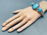 Sky Blue Turquosie Vintage Native American Navajo Sterling Silver Bracelet-Nativo Arts