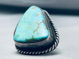 Sturdy 19 Grams Vintage Native American Navajo Triangle Turquoise Sterling Silver Ring Old-Nativo Arts