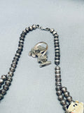 Mickey Mouse Vintagew Native American Zuni Turquoise Sterling Silver Squash Blossom Necklace-Nativo Arts