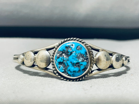 Verdy Jake!! Vintage Native American Navajo Turquoise Sterling Silver Bracelet-Nativo Arts