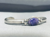 Robby Johnson Vintage Native American Navajo Charoite Sterling Silver Bracelet Cuff-Nativo Arts