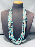 Native American 200+ Gram Vintage Santo Domingo Spiderweb Turquoise Shell Necklace-Nativo Arts