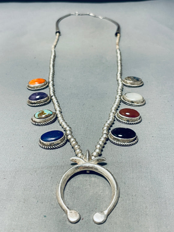 Al Toadacheena Vintage Native American Navajo Sterling Silver Squash Blossom Necklace-Nativo Arts