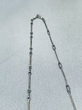 Cute Vintage Native American Zuni Needle Turquoise Sterling Silver Necklace Old-Nativo Arts