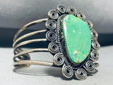 Swirls And Green Turquoise Vintage Native American Navajo Sterling Silver Bracelet-Nativo Arts