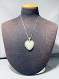 Iconic Vintage Native American Navajo Gaspeite Sterling Silver Heart Necklace-Nativo Arts