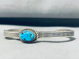 One Of The Best Vintage Native American Navajo Signed Morenci Turquoise Sterling Silver Cuff-Nativo Arts