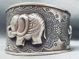 Huge Vintage Southwest Elephnt Sterling Silver Bracelet Cuff-Nativo Arts