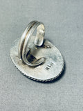 Signed Vintage Native American Navajo White Buffalo Sterling Silver Ring-Nativo Arts