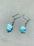 Fabulous Vintage Native American Navajo Blue Gem Stacked Silver Earrings-Nativo Arts