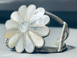 Flower Pearl Vintage Native American Zuni Sterling Silver Inlay Bracelet-Nativo Arts