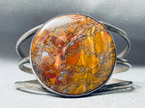 Carmel Agate Vintage Native American Navajo Sterling Silver Bracelet Old-Nativo Arts