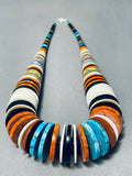 222 Grams Vintage Santo Domingo Turquoise Disc Sterling Silver Necklace