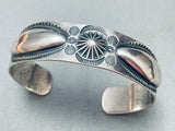 1920's Vintage Native American Navajo Hand Tooled Sterling Silver Bracelet Cuff-Nativo Arts