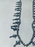 Federico Jimenez Vintage Sterling Silver Turquoise Cross Squahs Blossom Necklace-Nativo Arts