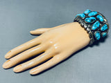 155 Grams!! Vintage Native American Navajo Turquoise Sterling Silver Bracelet Old-Nativo Arts