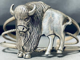 Highly Detailed Buffalo Vintage Native American Navajo Sterling Silver Bracelet-Nativo Arts
