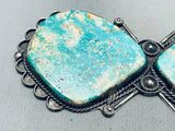 5 Inch Long Heavy Vintage Native American Navajo Turquoise Sterling Silver Pin-Nativo Arts