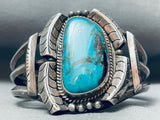 Thicker Vintage Native American Navajo Morenci Turquoise Sterling Silver Bracelet Old-Nativo Arts
