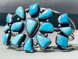 Highly Collectible Native American Navajo Blue Diamond Turquoise Sterling Silver Bracelet-Nativo Arts