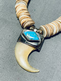 Native American Rare Vintage Santo Domingo Blue Gem Turquoise Shell Sterling Silver Necklace-Nativo Arts