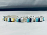 Beautiful Vintage Native American Navajo Blue Gem Turquoise Sterling Silver Bracelet-Nativo Arts