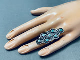 Towering Vintage Native American Navajo Turquoise Teardrop Sterling Silver Ring Old-Nativo Arts
