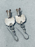 Superior Vintage Native American Navajo Needlepoint Turquoise Sterling Silver Earrings-Nativo Arts