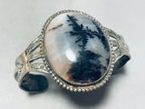 Misty Midnight!! Vintage Native American Navajo Agate Sterling Silver Bracelet Old-Nativo Arts