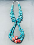 250 Grams Vintage Native American Navajo Heishi Kingman Turquoise Sterling Silver Necklace-Nativo Arts