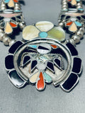 Gasp! Vintage Native American Zuni Bird Inlay Sterling Silver Squash Blossom Necklace Old-Nativo Arts