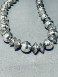 Big Beads! Vintage Native American Navajo Sterling Silver Hand Tooled Necklace Old-Nativo Arts