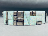 Juan Willie Opal Inlay Vintage Native American Navajo Sterling Silver Bracelet-Nativo Arts