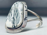 One Of The Best Vintage Native American Navajo White Buffalo Turquoise Sterling Silver Bracelet-Nativo Arts