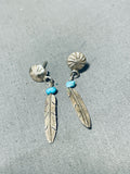 Native American Sweet Vintage Sleeping Beauty Turquoise Sterling Silver Earrings-Nativo Arts