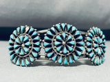 Native American Triple Turquoise Sun Vintage Zuni Sterling Silver Bracelet Cuff-Nativo Arts